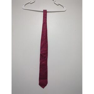 Ike‎ Behar Mens Tie Red Geometric Checkered Silk Necktie Classic